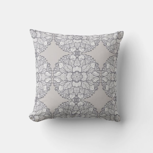 Monochromatic Neutral Tones Botanical Pattern  Throw Pillow (Front)