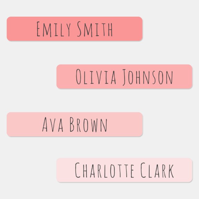 Monochromatic Peach Pink Waterproof Name Labels (Group)