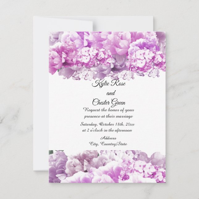 Monochromatic Pink Bouquet Wedding Invitation (Front)