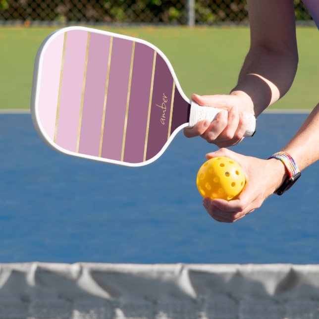 Monochromatic Pink Gradient | Gold Personalization Pickleball Paddle (Insitu)