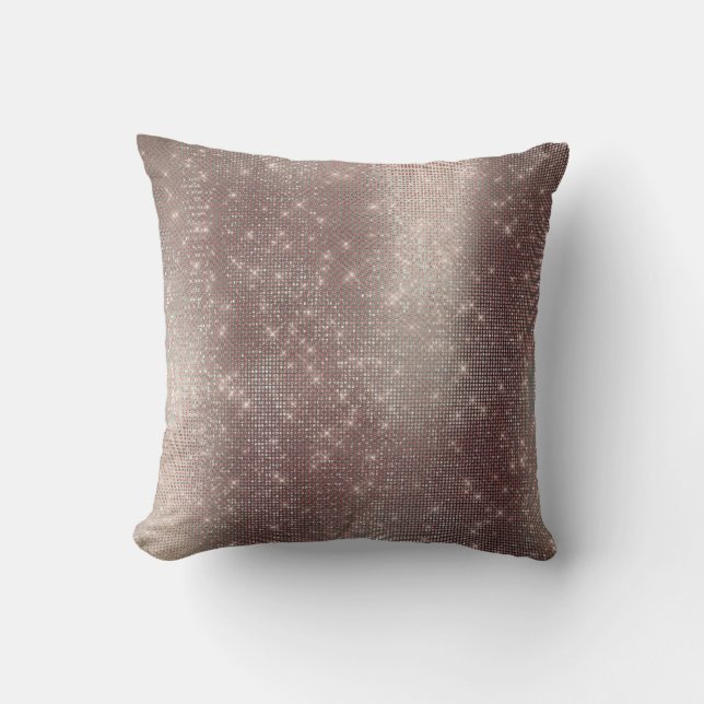 Monochromatic Pink Gray Metallic Sparkly Sequin Throw Pillow (Front)