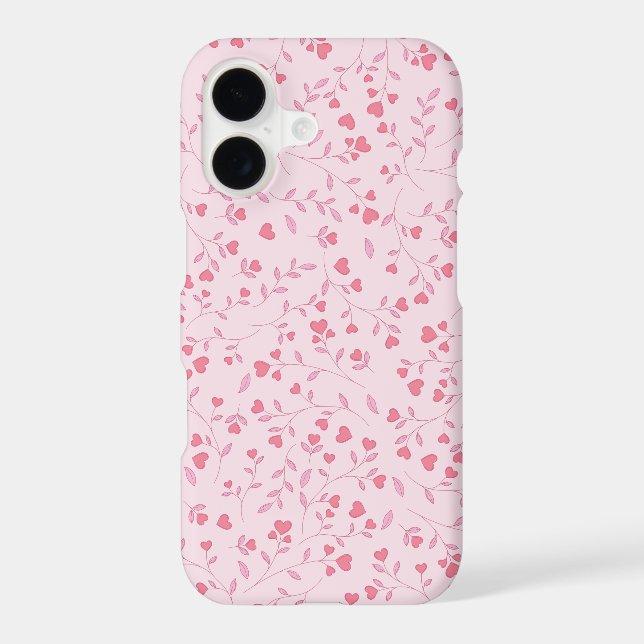 Monochromatic Pink Heart Vine Botanical Pattern Case-Mate iPhone Case (Back)