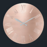 Monochromatic Pink Rose Gold Metallic Roman Numer Large Clock<br><div class="desc">Unique minimal and decorative 
Corresponds to actual fashion trend in home decor.
You can change the shape and color of the hand.</div>