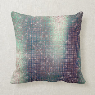 Monochromatic Pink Teal Metallic Sparkly Sequin Throw Pillow
