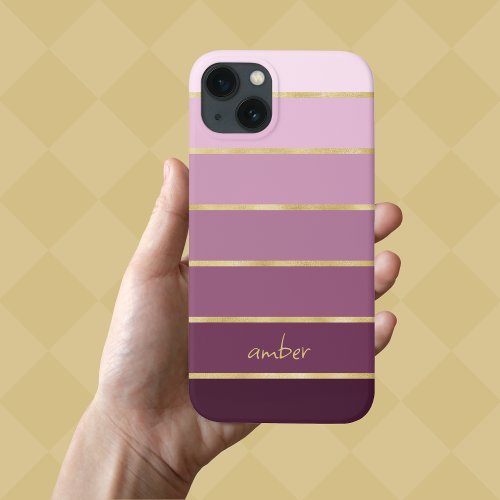 Monochromatic Pink with Gold Personalization Case_ iPhone 13 Case