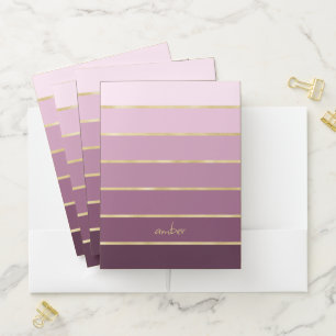 Monochromatic Pink with Gold Personalization Pocket Folder