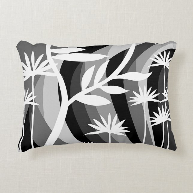 Monochromatic Plant Print  Accent Pillow (Front)