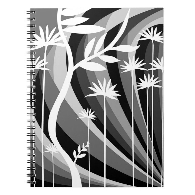 Monochromatic Plant Print  Notebook (Front)