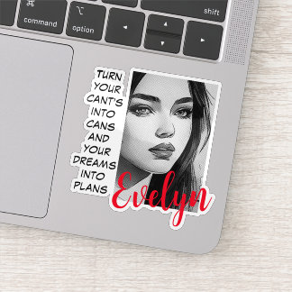 Monochromatic Portrait Pop Art Inspirational Name Sticker