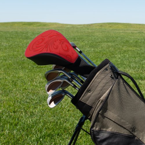 Monochromatic Red Swirl Monogram Golf Head Cover