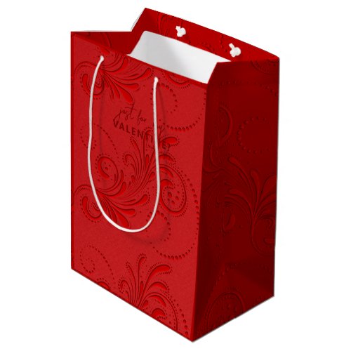 Monochromatic Red Swirl Monogram Medium Gift Bag