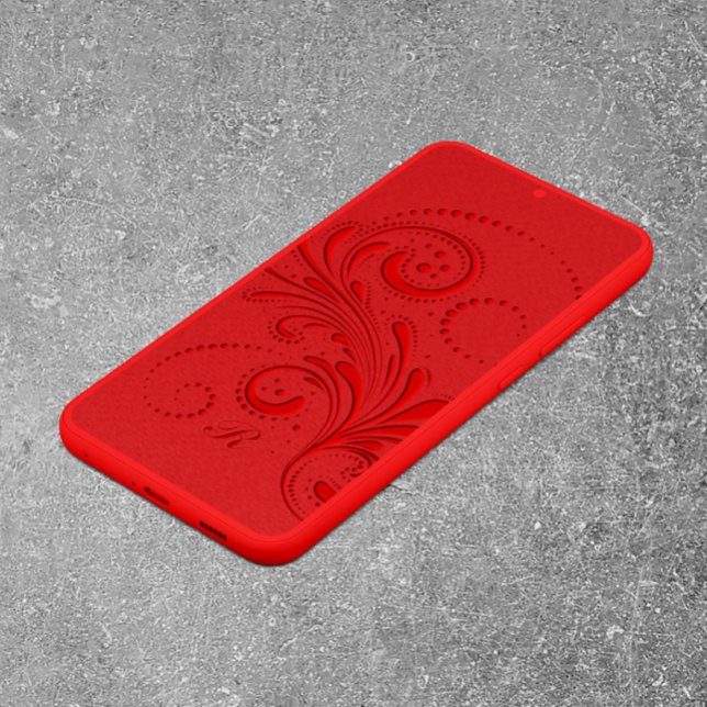Monochromatic Red Swirl Monogram Samsung Galaxy Case (Creator Uploaded)