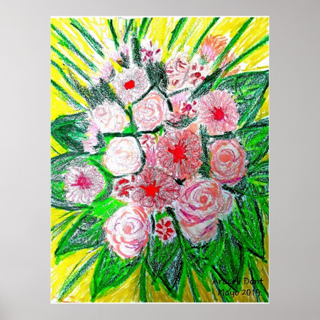 Monochromatic, Rosas, Dianthus caryophyllus,  Gerb Poster (Front)