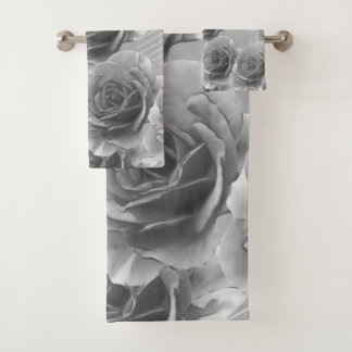 Monochromatic Rose Floral Bath Towel Set