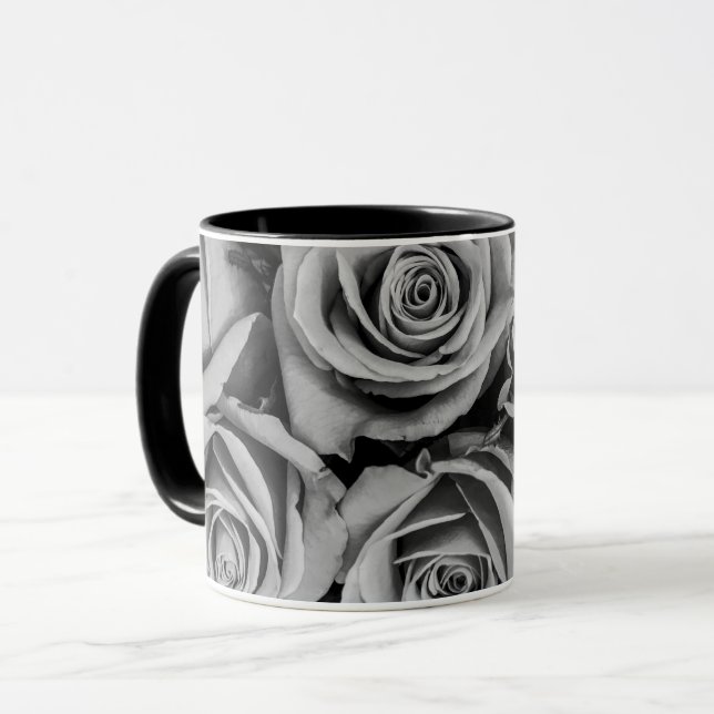 Monochromatic Roses Coffee Mug (Front Left)