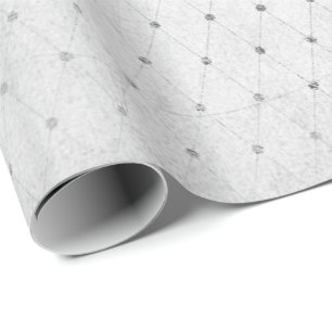 Monochromatic Silver Dots Net Gray Diamond Old Wrapping Paper