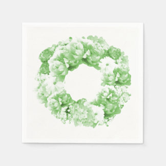 Monochromatic Spearmint Green Wreath Paper Napkins