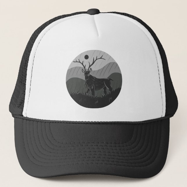 Monochromatic Spooky Elk Deer Trucker Hat (Front)