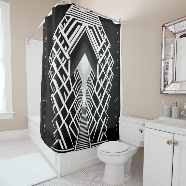 Monochromatic Stairway: Obelisk of Contrasts Shower Curtain (In Situ)