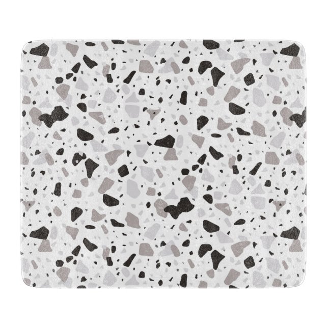 Monochromatic Terrazzo Pattern Cutting Board (Front)