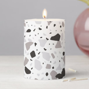 Monochromatic Terrazzo Pattern Pillar Candle