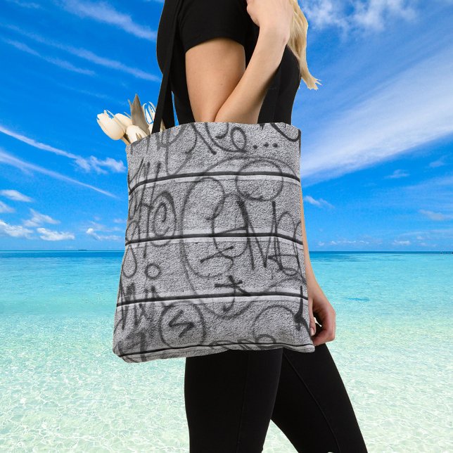 Monochromatic Urban Graffiti Style Tote Bag (Creator Uploaded)