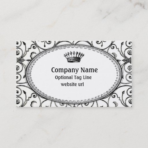 Customizable Monochromatic Vintage Crown Business Card
