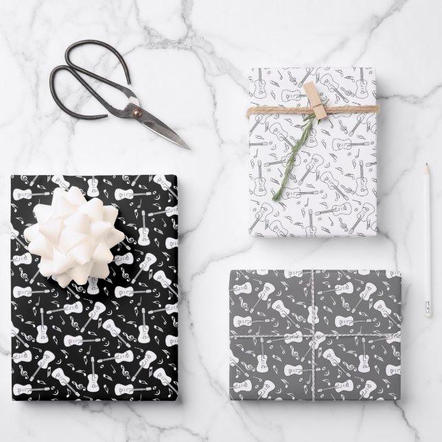 Monochromatic Wrapping Paper Flat Sheet Set of 3 (Front)