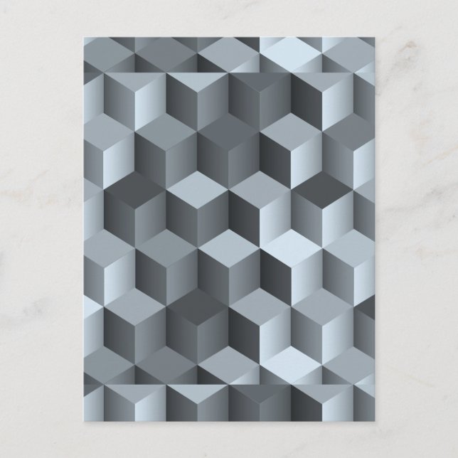 Monochrome 3D Cube Design Postcard (Front)