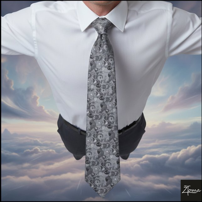 Monochrome Abstract Dense Organic Geometric Repeat Neck Tie (Creator Uploaded)