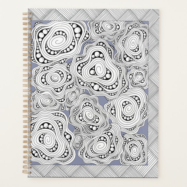 Monochrome Abstract Floral Notebook (Front)