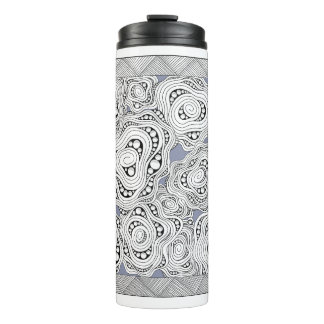 Monochrome Abstract Flowers Thermal Tumbler