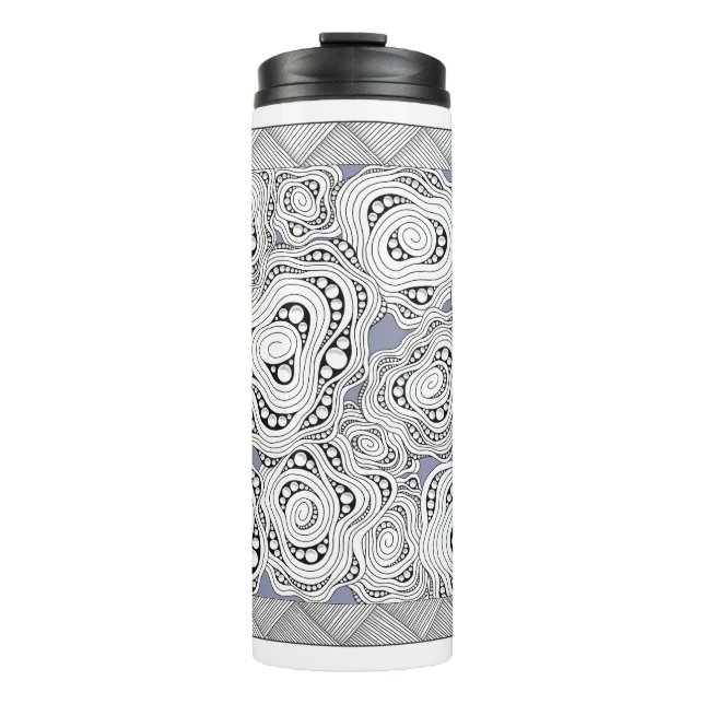 Monochrome Abstract Flowers Thermal Tumbler (Front)