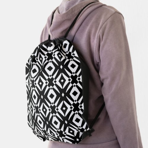 Monochrome Abstract Pattern Drawstring Bag