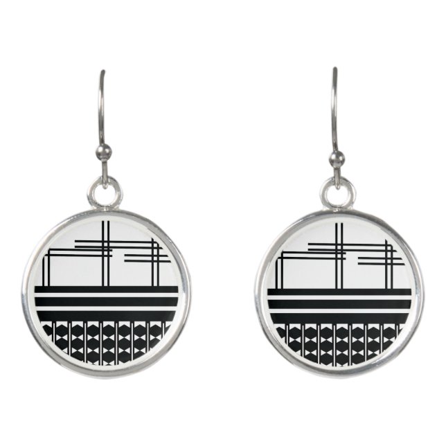 Monochrome Abstract Pattern Earrings (Front)