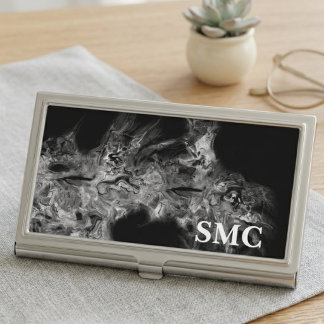 Monochrome Abstract Smoke Modern Art Business Card Case