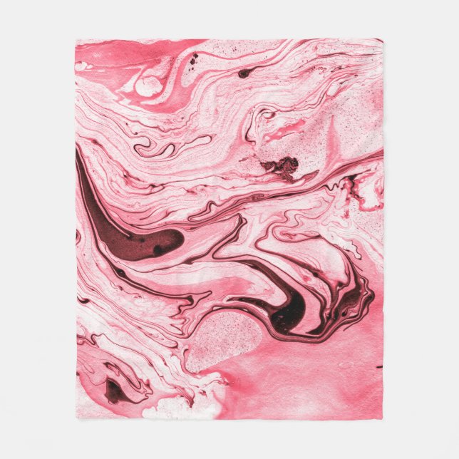 Monochrome Abstract Water Paintbrush,Red Futuristi Fleece Blanket (Front)