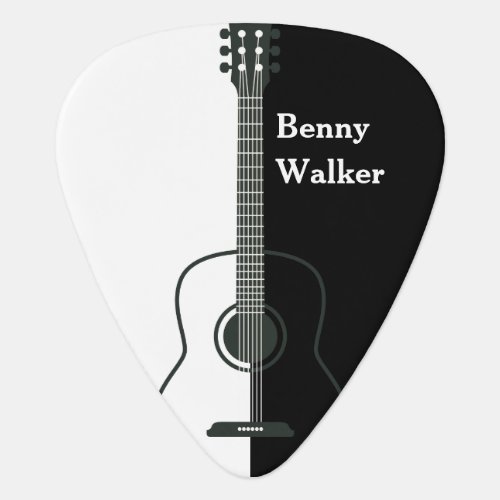 Monochrome Acoustic Guitar Modern Name Guitar Pick