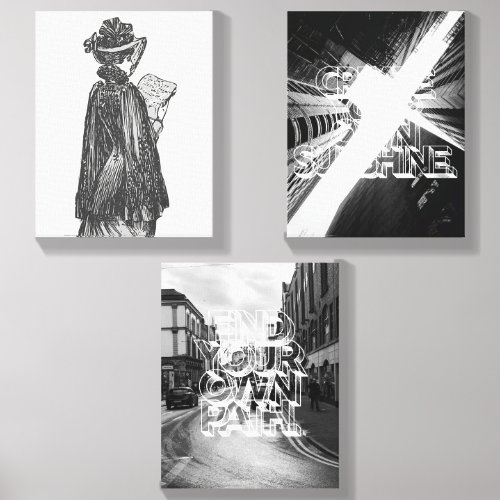 Monochrome Aesthetic Wall Art Set - Motivational  Canvas Photo Tile
