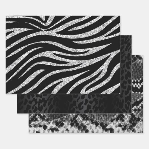 Monochrome Animal Print Collection Wrapping Paper Sheets