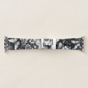 Monochrome Antique Floral with Butterflies Apple Watch Band