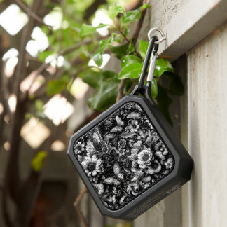 Monochrome Antique Floral with Butterflies Bluetooth Speaker
