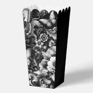  Monochrome Antique Floral with Butterflies  Favor Boxes