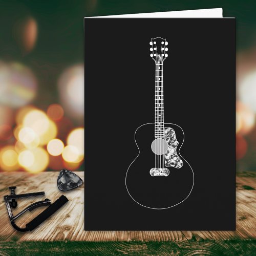 Monochrome Art Acoustic Guitar Musical Instrument Card