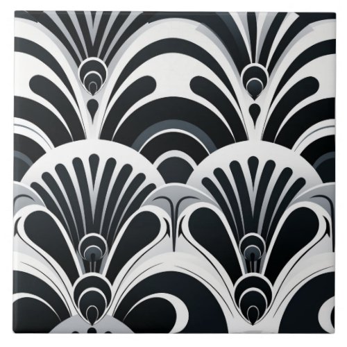 Monochrome Art Deco Bold and Dramatic Ceramic Tile
