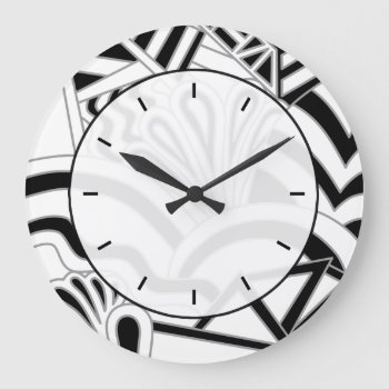 Monochrome Art Deco Design. Large Clock by Graphics_By_Metarla at Zazzle