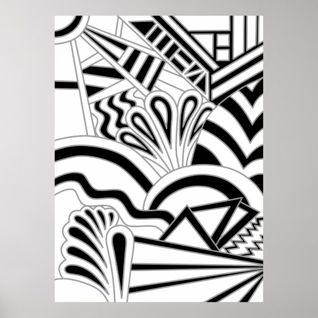 Monochrome Art Deco Design. Poster (Front)