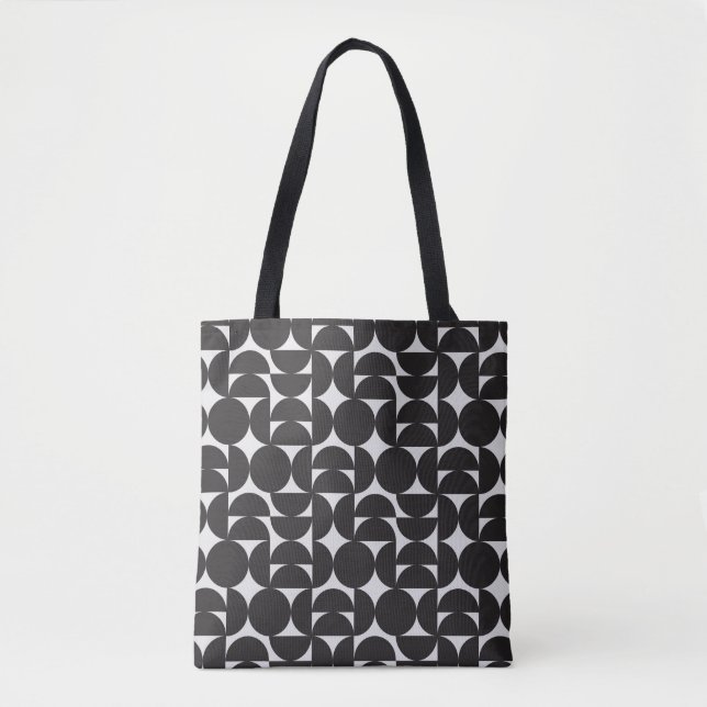 monochrome art shape geometry mid century pattern  tote bag (Front)