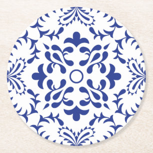 Monochrome Azulejo Round Coaster