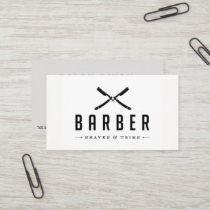 Monochrome Barber Shop Cut & Shave Business Card